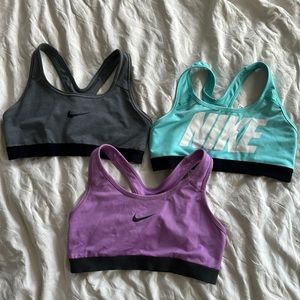 3 Sports Bras Grey, Blue & Purple